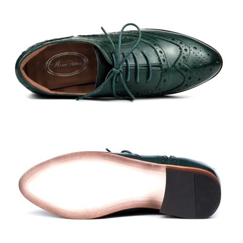 Image of Mona flying Women's Leather Perforated Lace-up Oxford Brogue Wingtip Shoes