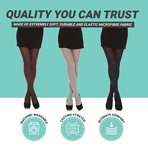 Image of DARESAY Opaque Tights for Women- Women's Opaque Microfiber Tights, Comfy & Silky Pantyhose or Stockings for Women, 3-Pack.