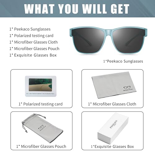 Image of Polarized Fit Over Sunglasses for Men Women, Oversized Square Sunglasses, UV400 Protection