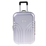 Material: Kunststoff D DOLITY 1:6 Puppenstube Zubehör - Miniatur Koffer Gepäck Hartschalenkoffer Trolley Reisekoffer - Silber