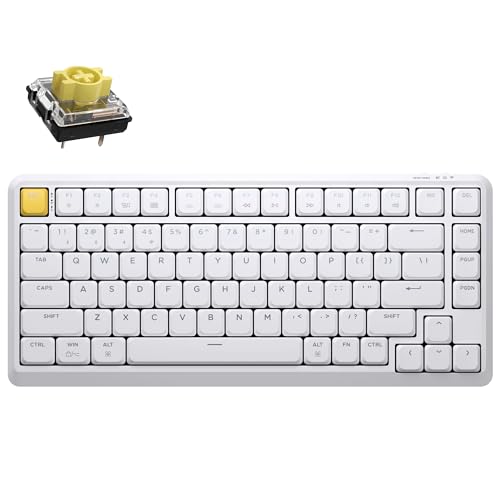 Image of Keychron KJ1 Low Profile Wireless Mechanical Keyboard, 2.4 GHz Bluetooth QMK 75% Layout RGB, Hot-swappable Banana Switch Compatible with Mac Windows Linux, 2000mAh Fast Charge for Gaming - White