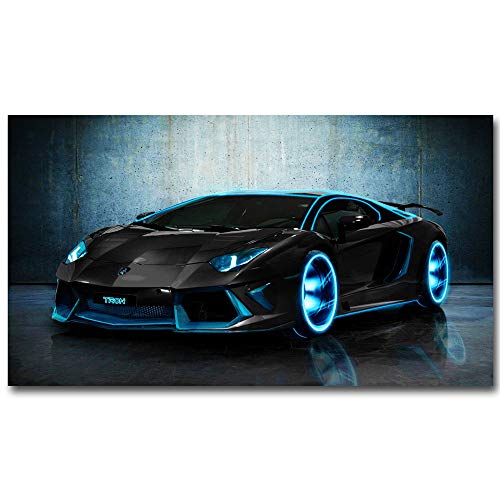 Lamborghini Aventador Sports Cars,Wall Art Home Wall Decorations for Bedroom Living Room Oil Paintings Canvas Prints-310 (Framed,12x18inch)