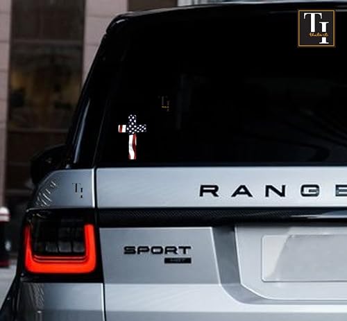 Image of THATS IT! American Flag Christian Cross Stickers | Removable Decal Car Bumper | Indoor Outdoor Window Sticker | Vinyl Decal for Laptop, iPad | Waterproof & Long Lasting | TI - 311