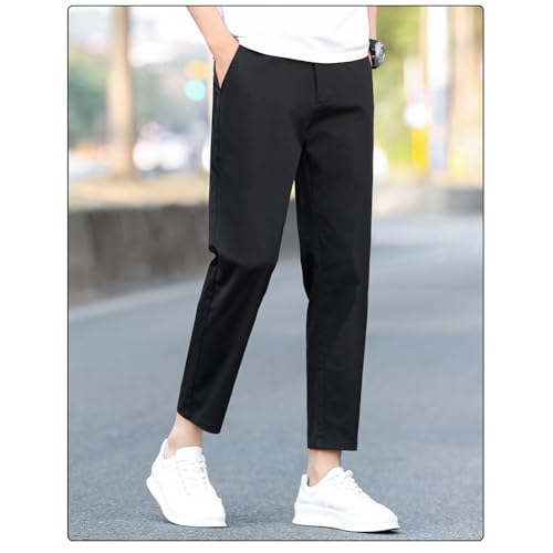 XYGJZ Mens Plain Comfort Work Office Business Cropped Pants Casual Flat Front Golf Pants3