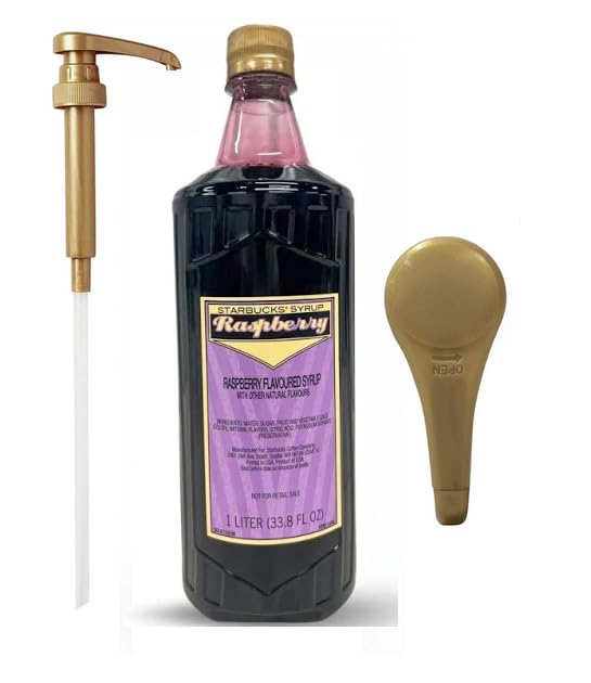 Raspberry 1 Liter Bottle Bundle - Authentic Razzberry Syrup, Premium Taste - Perfect for Starbucks Coffee, Lattes, and Desserts with KK&A Collection Gold Pump
