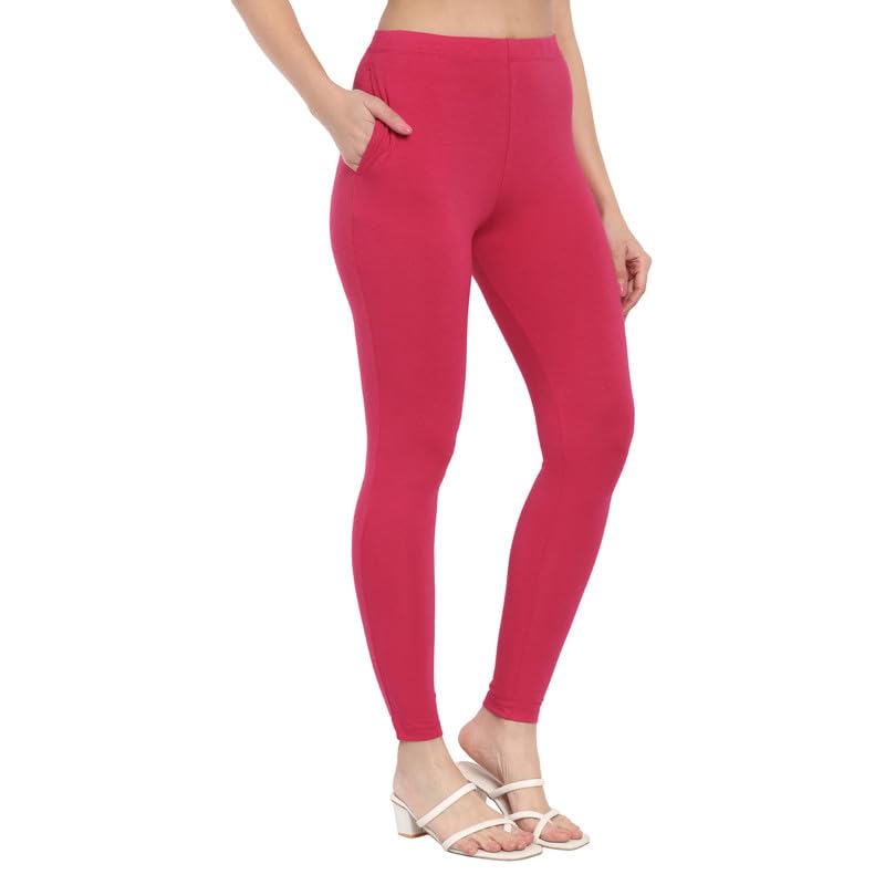 Image of ONE SKY Women Full Length Leggings | Cotton Modal Spandex Blend | High Waist Stretchable & Bio-Washed Fabric | Colour-Lock Technology | Comfortable Leggings for Women