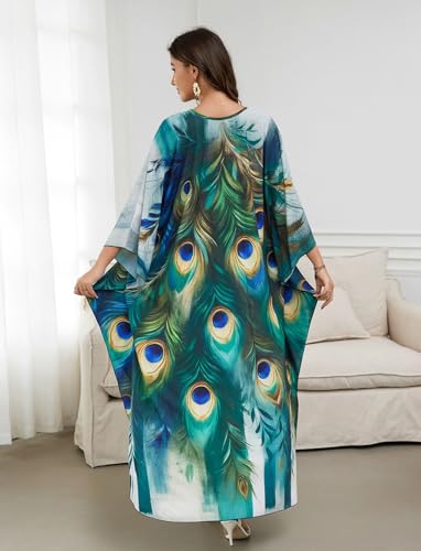 Image of KECVOT Kaftan Dresses for Women Plus Size Batwing Sleeve Caftans Long Bathing Suit Cover Up Maxi Beach Dress Loungewear