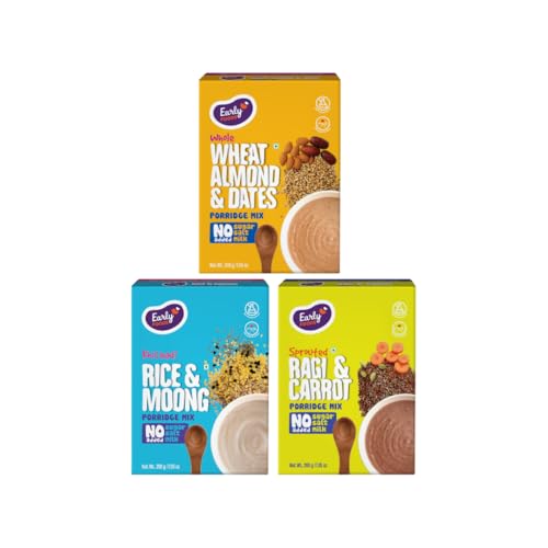 Image of Early Foods - Combo of Porridges (Sprouted Ragi & Carrot, Rice & Moong, Wheat Almond & Date)|Vegan|Ragi malt|Cereals For Kids