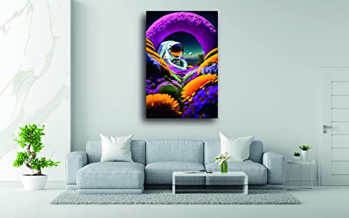 Tableaux d'Art Décoratifs : l'astronaute aux fleurs illumine la décoration de votre salon