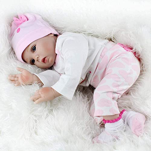 ZIYIUI Reborn Lalka 22‘’55 Cm Reality Nowo narodzona Lalka Doll dziewczyna， Reborn dziewczyna Lalka urodziny prezent Zestaw 9
