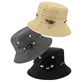 3 Stück Fischerhut Unisex Bucket Hut Baumwolle Anglerhut Verstellbarer Sonnenhut UV Schutz Sommerhut Faltbare Einfarbige Draussenhut Strand Mütze Becken Hüte Mit Futter für Outdoor Camping Urlaub