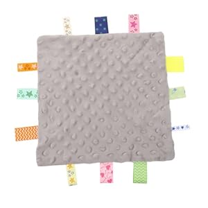 ARTSEWPLY Graues Baby Kuscheltuch mit bunten Bändern
