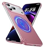 GRECAZO Magnetic Ultra Thin Frosted Designed for iPhone 17 Pro Max Frameless Case 6.9 inch [Compatible with MagSafe] Slim Minimalist Lightweight Matte Hard Cover Protective Borderless Case-Dawn Pink