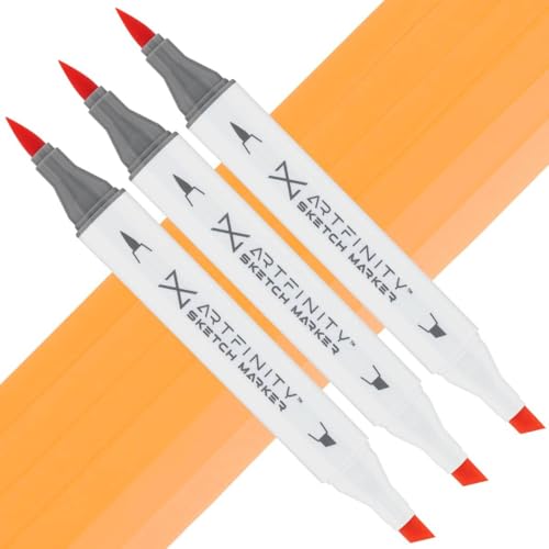 Artfinity Sketch Markers - Set of 3 - Mellow PEach YR2-3, Vibrant, Professional, Dye-Based Alcohol Markers for Artists, Drawing, Travel, & More