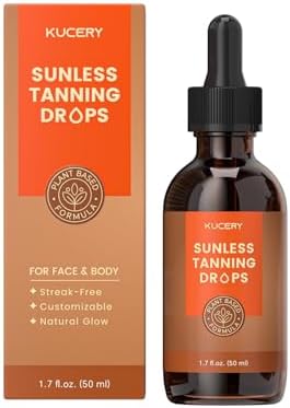 Sunless Tanning Drops for Face & Body - Plant Based Self Tanner Drops with Botanical Ingredients, Streak-Free Bronzing Serum, Customizable Glow, 1.7 fl oz (50ml)