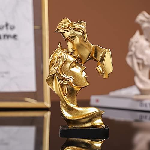 LGYKUMEG Golden Creative Statue Decorative Modern Living Room Decoration Kiss Abstract Art Statue Craft Sculpture Table Ornament Statue for Home Living Room,gold,15 * 26cm