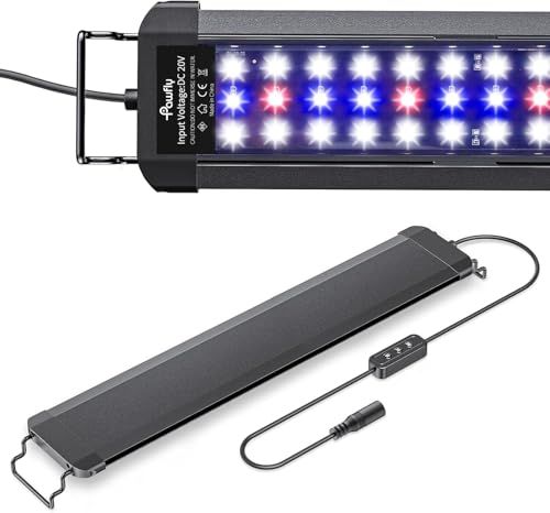 Pawfly 14 W Lumière LED d'aquarium pour aquariums de 45 à 60 cm Lumière d'aquarium extensible avec lumières blanches bleues rouges à spectre complet avec modes jour...