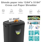 Woolsche 12-Sheet Cross Cut Paper Shredder with Large 5.55-Gallon Basket - P-4 Security, 3-Mode Shred for Cards/CDs/Staples/Clips - Jam Proof System for Office (ETL Certified) - Image 2