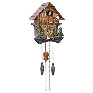 Cuckoo Clock, Germany Black Forest Style Wooden Pendulum Quartz Wall Clock, Volume Control, Night Silent, Gift Package, Professional Service