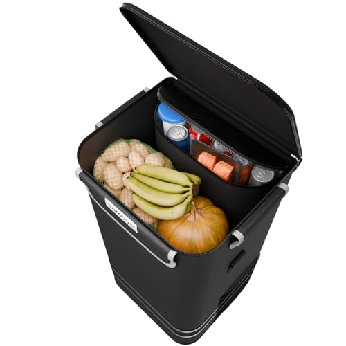 24MOVE® Einkaufstrolley Vehlo klappbar mit 55L inkl. Kühlfach, Faltbarer 3in1 Trolley - Sackkarre und Tasche, bis 40kg belastbar, schwarz – Ansicht 8