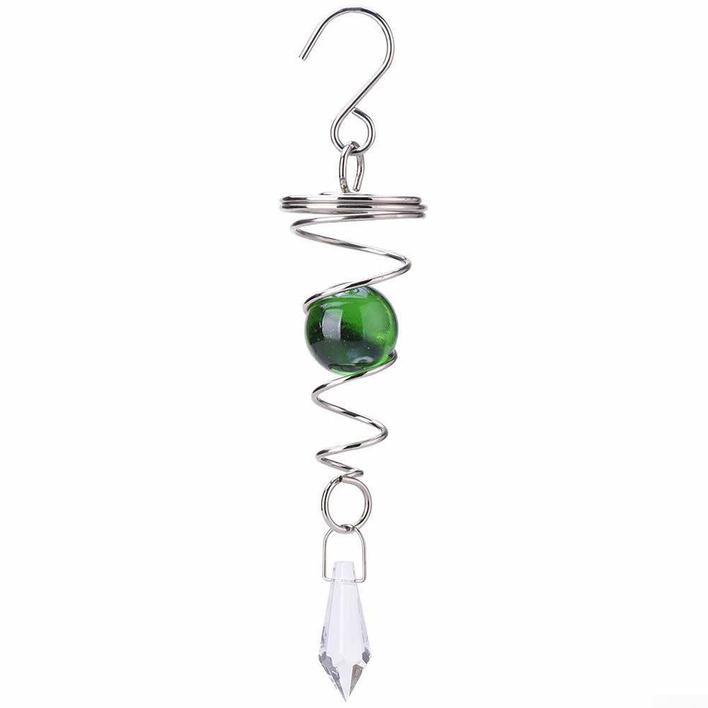 ARMYJY Winds Chimes, Spiral Wind Spinners, Hanging Crystal Ball Decor For Garden Home,green
