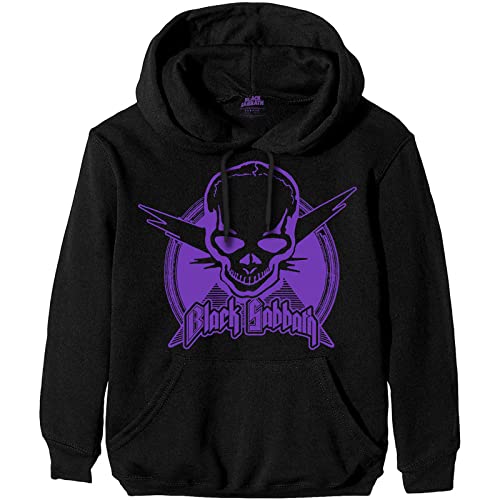 Image of Black Sabbath Hoodie Aviation Skull Band Logo Official Mens Black Pullover XL
