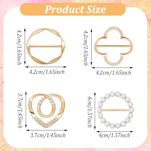 Image of Gjinxi 8PCS Scarf Ring Clip, Fashion Metal T-Shirt Tie Clips for Women's Clothes Corner Knotted, Round Scarf Corner Knotted Button for Loose Clothes Scarf Clasp Shawl Sweater