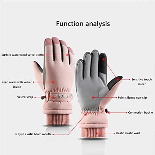 Osuner Luvas femininas térmicas impermeáveis de lã para esqui luvas à prova de vento para tela sensí