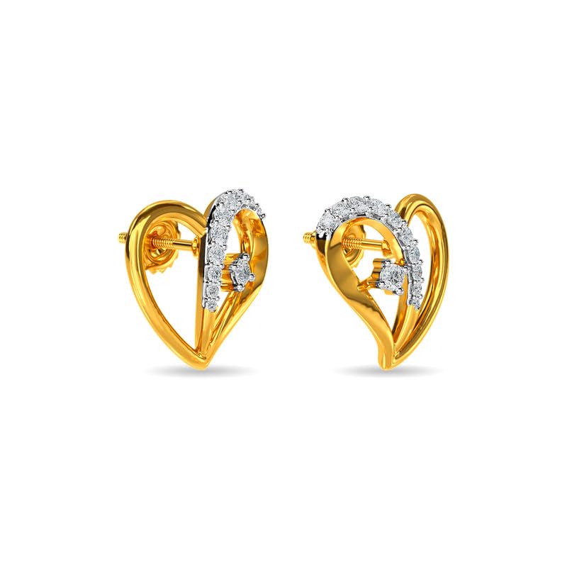Image of KISNA JEWELS 18K BIS Hallmark Pure White Gold & SI Real Diamond Hearts Earrings For Women with Screw Back clouser