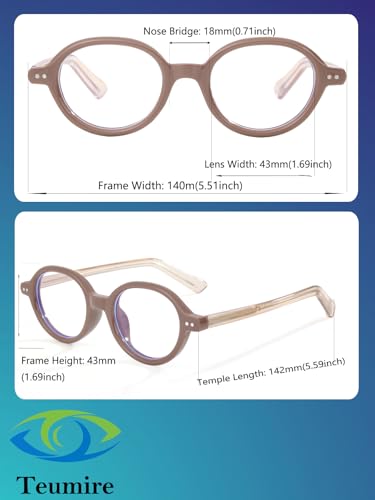Image of Vintage Round Glasses for Men Women Retro Oval Blue Light Glasses Fake Nerd Eyeglasses