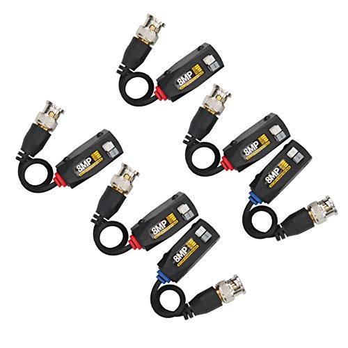 Haofy Balun de Puissance Vidéo 6 Pièces, Transmetteur Anti-Tonnerre pour Signaux AHD/TVI/CVI/CVBS, Protection Contre Les Ondes Intégrée pour la sécurité, pour Installation de Vidéosurveillance