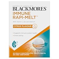 Blackmores Immune Rapi-Melt | Supports immune system health | Contains vitamin C, zinc and selenium | Citrus Flavour | 60 Melts