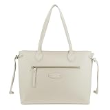 El Potro Bolso de Hombro Shopping Casual, Color Crema, Lona Tipo Piel con Piel Vacuno, 43 x 28 x 15 cm, Cierre de Cremallera