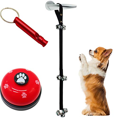 XIAQIU 3PCS Cloche de Dressage de Chien, Sonnette Cloches de Chien, Sonnette de Formation de Interne avec Communication Sifflet , Formation de Toilette pour Animaux de Compagnie Cover