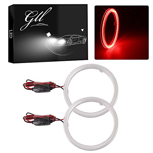 Grandview Car Light LED Chips 90MM 66SMD Angel Eyes Halo Ring Headlight Warning Lamps 12V with Shell-Red
