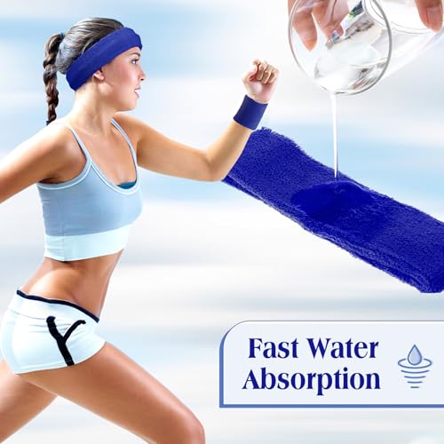Image of Neon Sweatbands and Wristbands Bulk, Cotton Sports Headbands for Team Spirit, School Field Day, 80s 90s Party, Soccer Fan Accessories, Gym, Cheer and Group Events