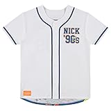 Nickelodeon Mens 90's Baseball Jersey - Rugrats Reptar, Tommy, Chuckie & Phil Mesh Baseball Jersey (White, Medium)