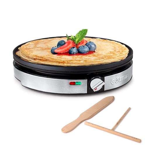 Gourmia 12” Crepe Maker – Nonstick Electric Griddle for Pancakes, Omelets & More, Precise Temp...