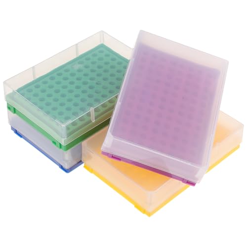 DEARMAMY 4 piezas Cajas de Almacenamiento para Tubos de Microcentrífuga Soporte de Polipropileno con Tapa Extraíble Organizador Práctico para Laboratorio y Escuela