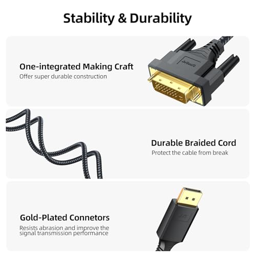 DisplayPort to DVI Cable, 6ft Display Port to DVI Cord Braided, 1080P@60Hz by DteeDck - Used condition - Image 4