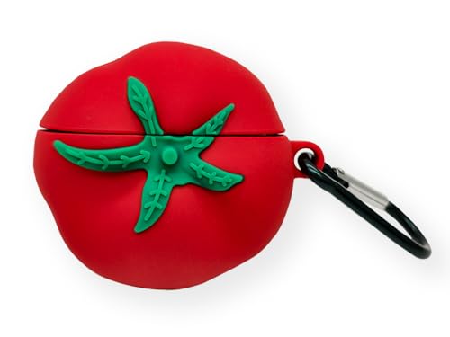Funda de Silicona 3D Dibujos Animados Compatible con AirPods 4, AIYAAIYA Kawaii Impermeable Resistente a Golpes para la Caja de Carga de Auriculares Inalámbricos con Llavero (Tomato)