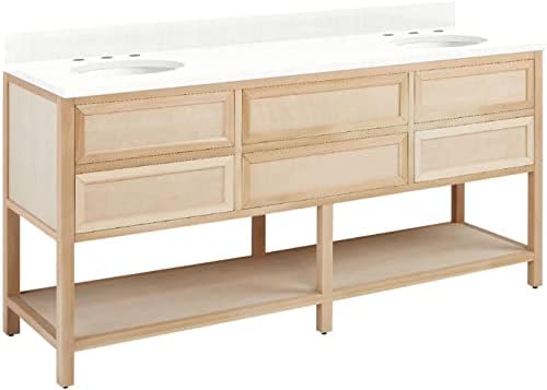 Signature Hardware 483649 Robertson 72" Double Vanity Cabinet Set with Wood Cabinet, Vanity Top and Oval Undermount Sinks - 8" Faucet Holes