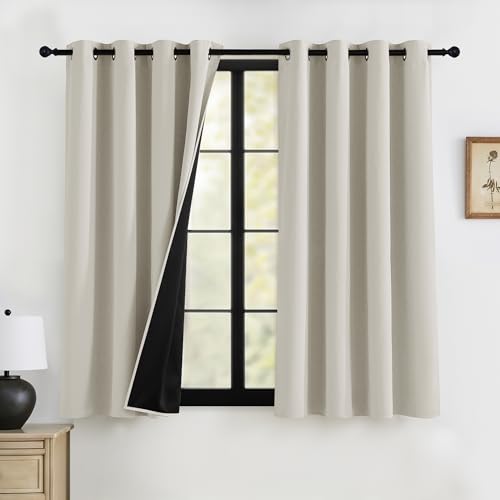 RYB HOME 100% Blackout Curtains 63 inches Length for Nursery Kids Room