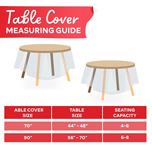 Xfasten Clear Plastic Table Cover Protector Round Tablecloth 90 Inches 0.3Mm Thick Clear Vinyl Tablecloth Protector, Clear Table Protector, Transparent Plastic Cover For Dining Table, Easy-To-Wipe #TOP6