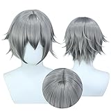 DAZCOS Trailblazer Caelus Wig Cosplay Hair for Men Short Curly Grey Hair with Bangs