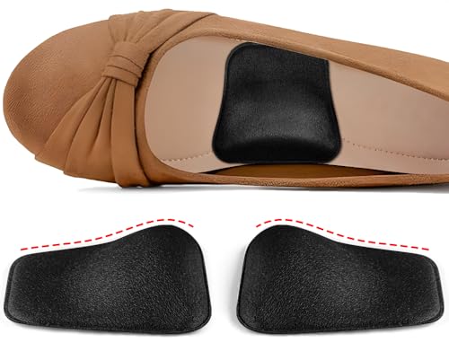 Arch Support Inserts for Flat Feet Women, Gel Arch Cushions for Plantar Fasciitis, Adhesive Arch Pads for Pressure Relief and Foot Pain, 2 Height Options (Black, High)