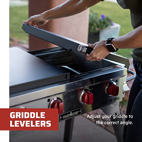 Camp Chef Portable Flat Top Grill, True Seasoned Griddle Surface, Four 12,000 Btu/Hr. Stainless Steel Burners #TOP4