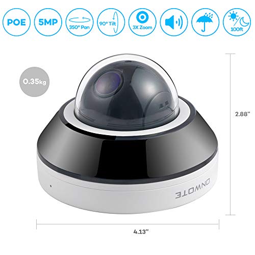 [Newest] ONWOTE 5MP PTZ PoE IP Security Camera Outdoor with Audio, 350° Pan 90° Tilt 3X Optical Zoom, 2.8-8mm Motorized Lens, 2592 1944 Megapixels, Add on Cam to ONWOTE PoE NVR - Thumbnail 7