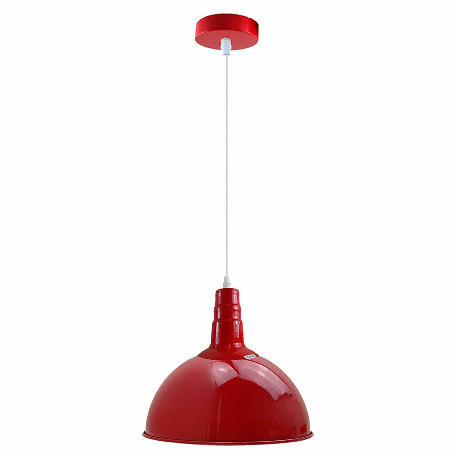 DC Voltage Red E27 Pendant Light 30cm Diameter Ceiling Lamp Shade Hanging with Adjustable Cable 95 cm FittingLarge Nautical Cage Rustic Plate Uplighter Industrial Cover Base.