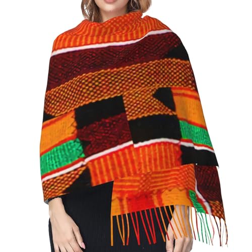 Kente Cloth Imitation Cashmere Tassel Scarf Winter Scarf Autumn Softest Classic Warm4